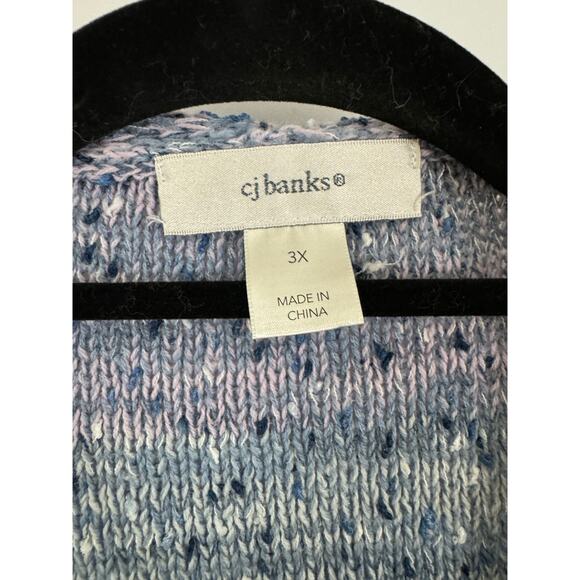 CJ Banks Blue Ombre Open Front Cardigan Sweater 3X, Winter Cottagecore Style - Picture 4 of 7